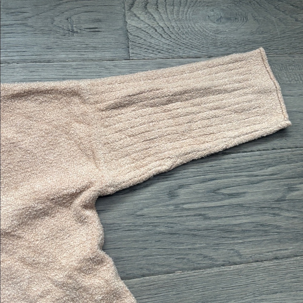 Barefoot Dreams | Cozy Chic Lite Half Zip Poncho Soft Camel Chenille Sweater S/M - Picture 16 of 16